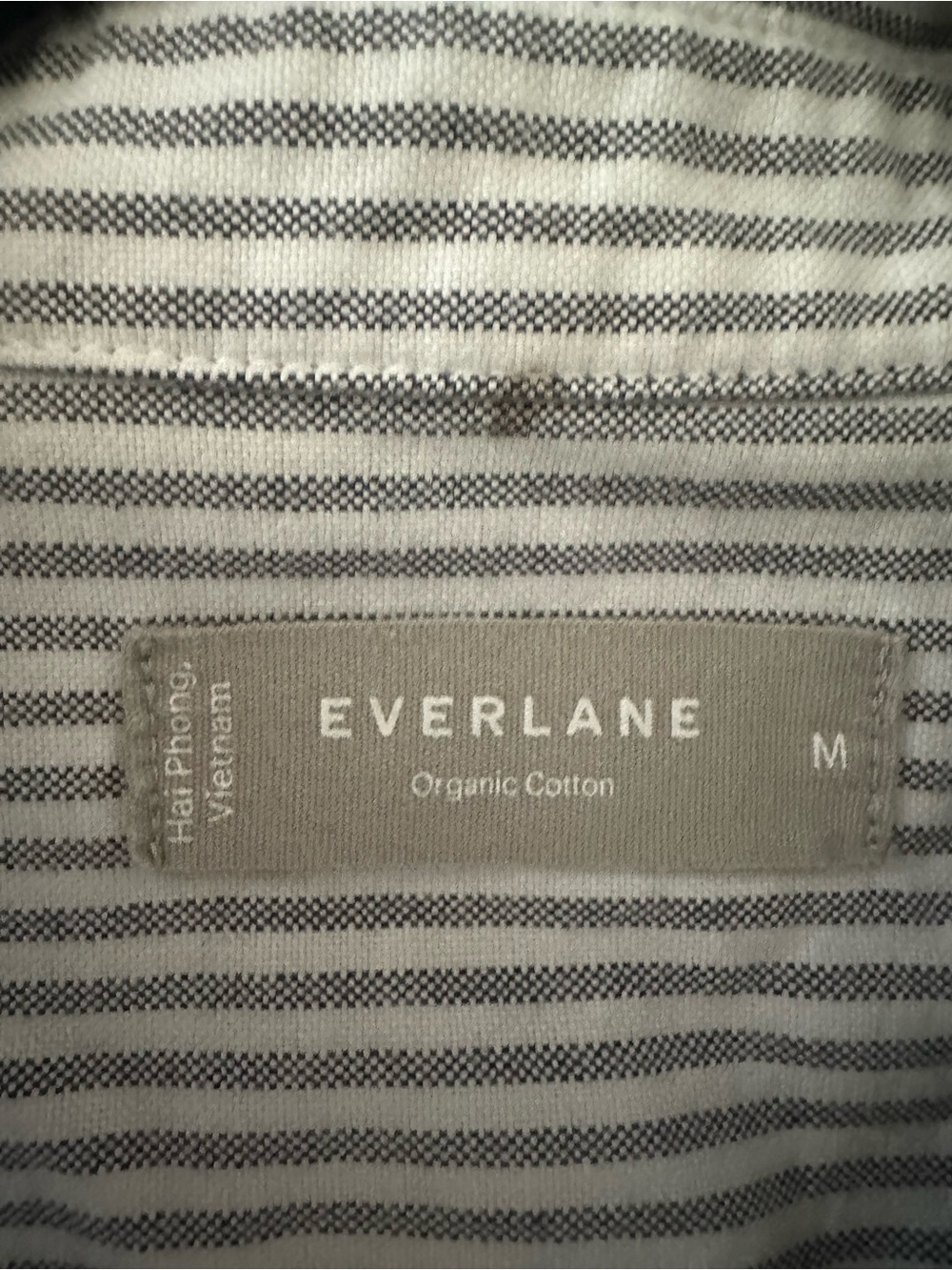 EVERLANE Grey and White Stripe Boxy Oxford Shirt - Picture 5 of 7
